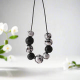 Black and Silver Chunky Statement Necklace for Women