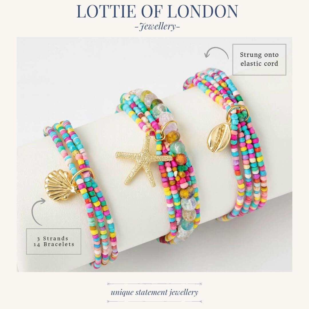 colourful stacking bracelet sizes at lottie of london