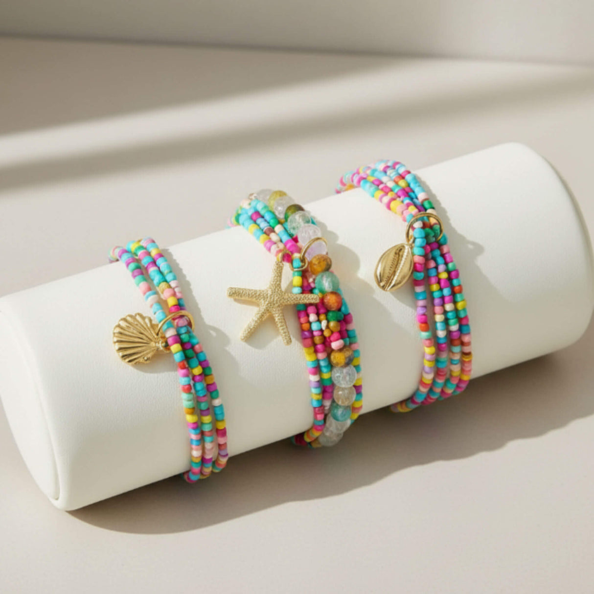 colourful bracelet stack at lottie of london