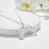 silver crescent moon pendant necklace at lottie of london jewellery, lifestyle image