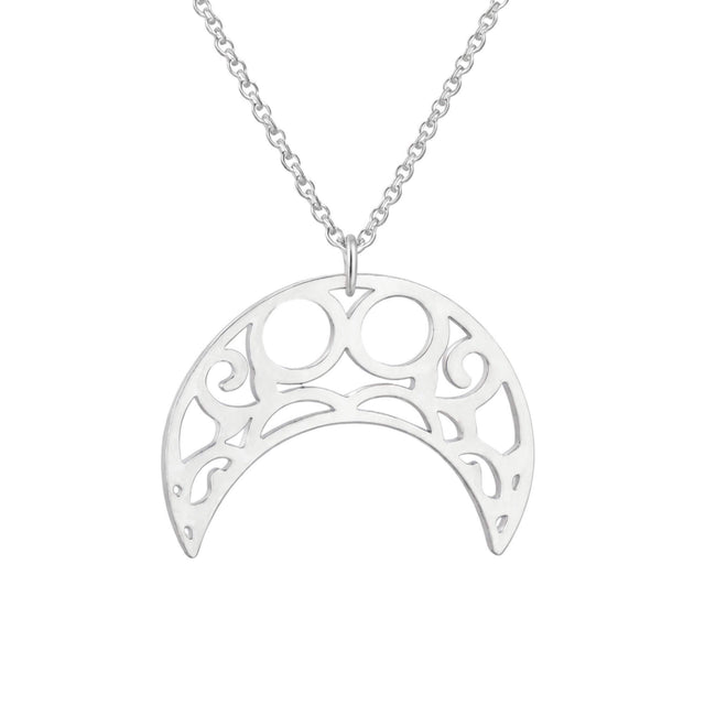 silver crescent moon pendant necklace at lottie of london jewellery