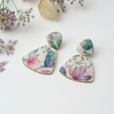Vintage Floral Statement Drop Earrings, flat lay, Handmade Jewellery - Lottie Of London Jewellery