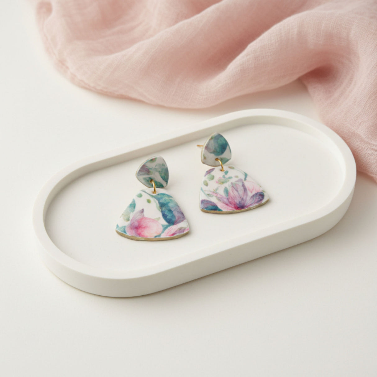 Vintage Floral Statement Drop Earrings, lifestyle image, Handmade Jewellery - Lottie Of London Jewellery