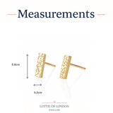 Gold bar stud earrings size guide