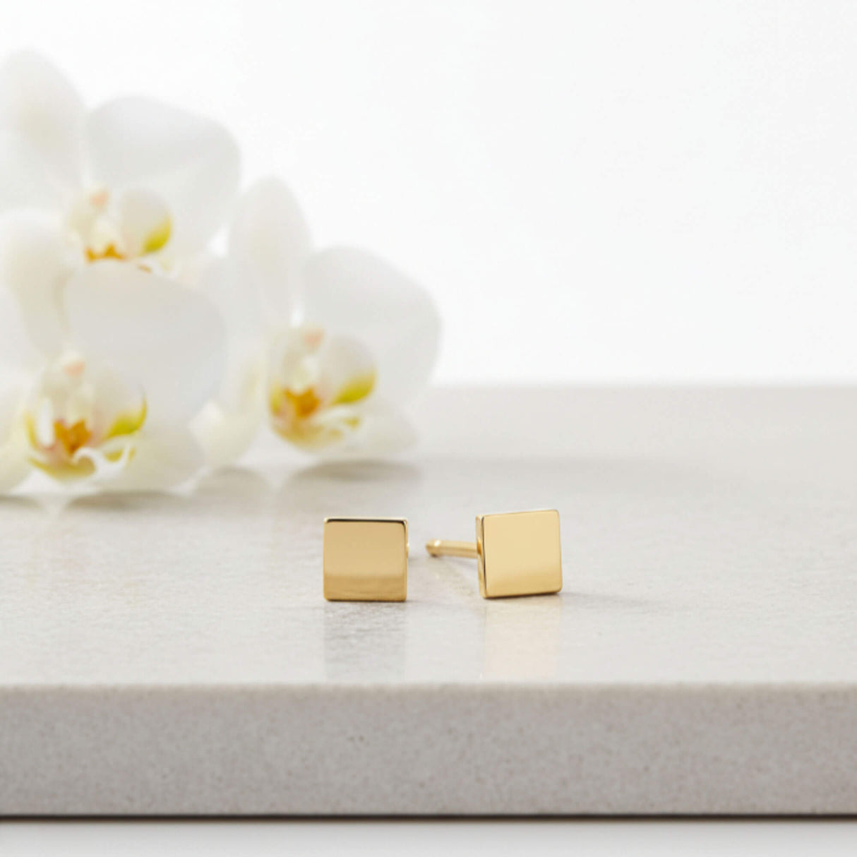 Gold Square Stud Earrings | Minimal Gold Studs