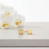 Gold Square Stud Earrings | Minimal Gold Studs