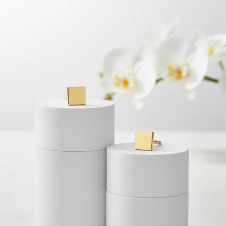 Gold Square Stud Earrings | Minimal Gold Studs