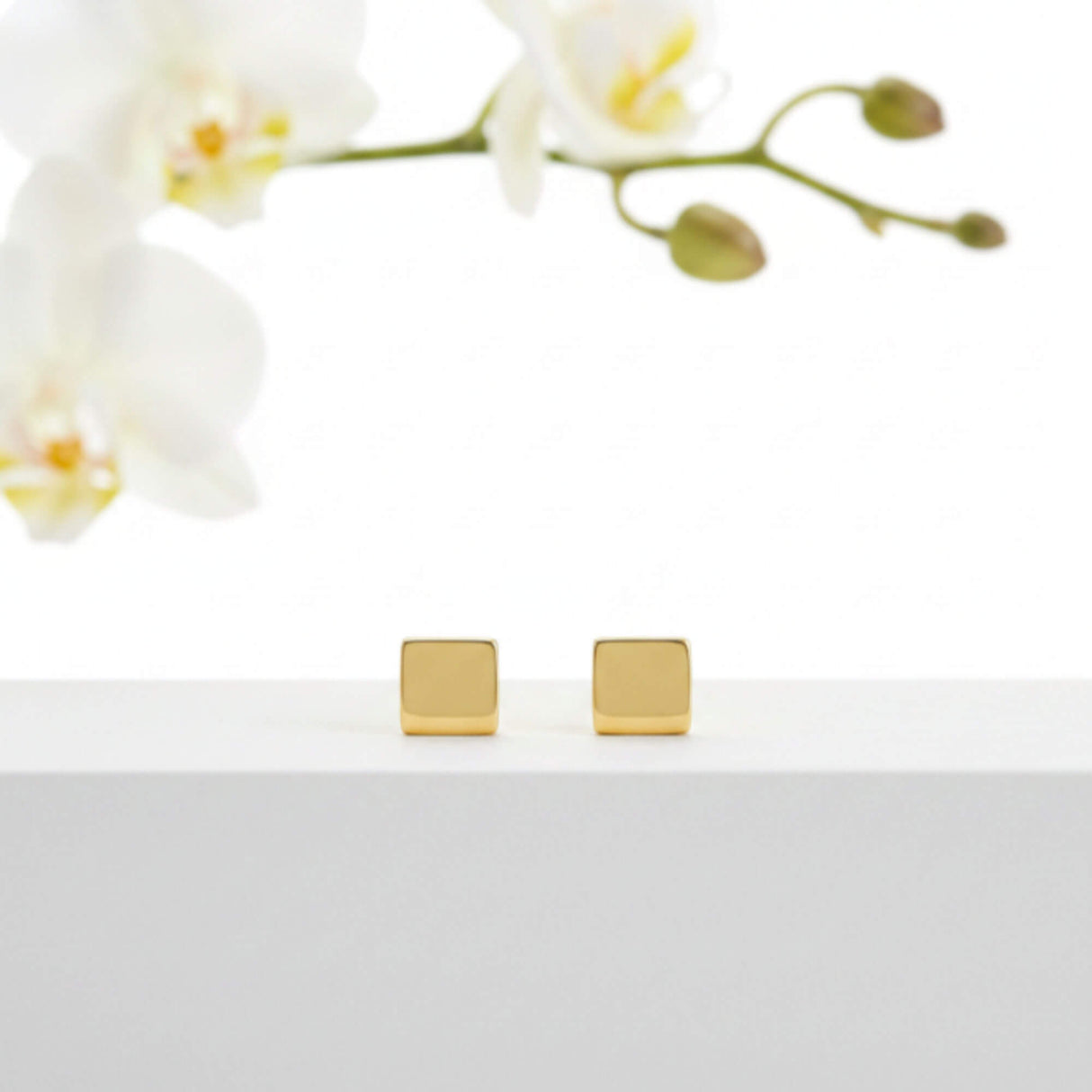 Gold Square Stud Earrings | Minimal Gold Studs