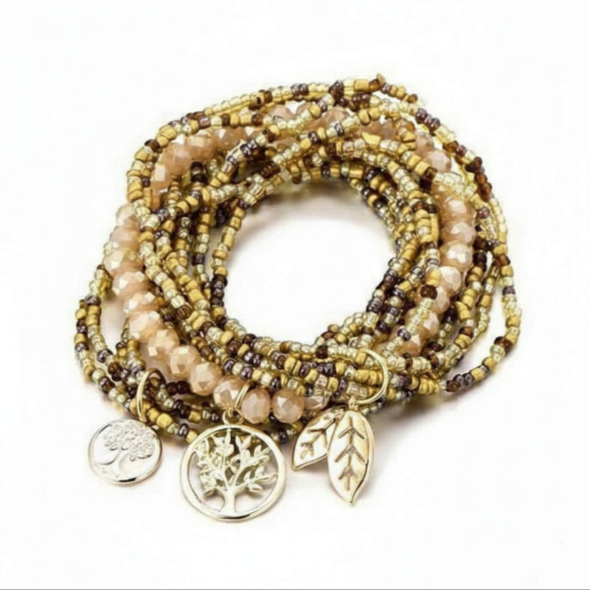 gold beaded stacking bracelet at Lottie Of London