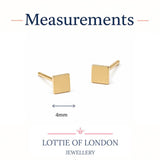 Gold Square Stud Earrings | Minimal Gold Studs