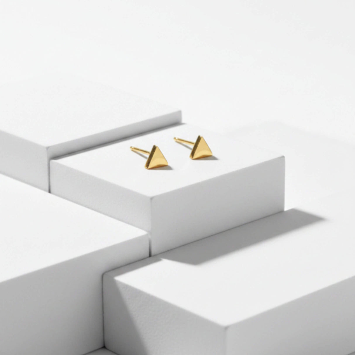 Gold Triangle Stud Earrings | Minimal Gold Studs