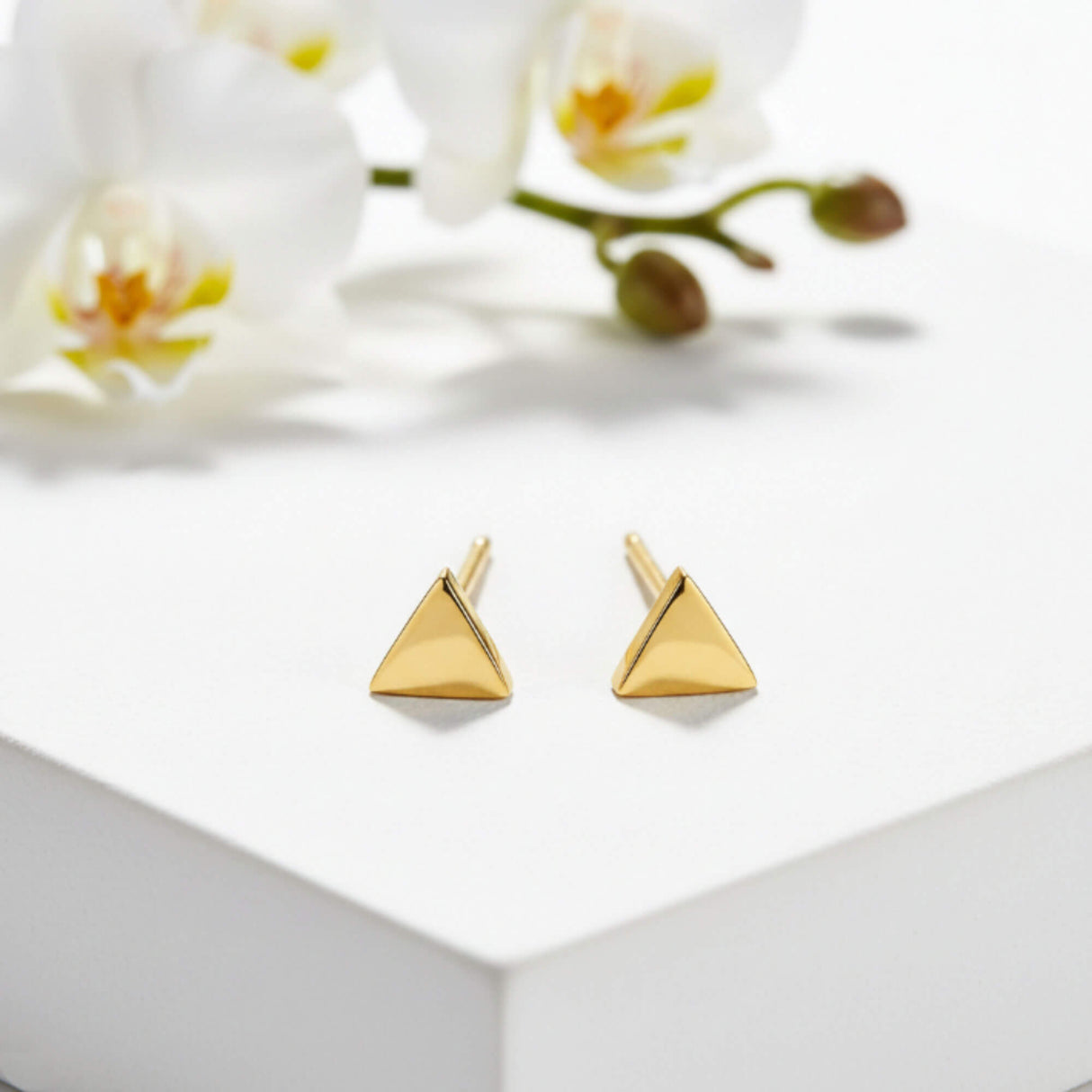 Gold Triangle Stud Earrings | Minimal Gold Studs