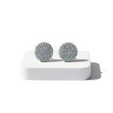 small granite grey stud earrings, handmade clay jewellery at Lottie of London, lifestyle image