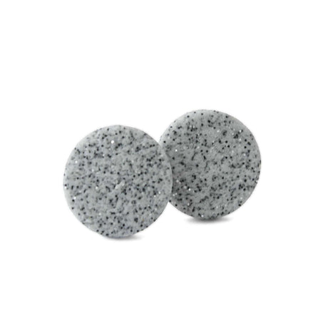 granite grey large stud earrings, handmade clay jewellery at Lottie of London, 
