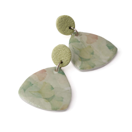 Green drop earrings, handmade jewellery at lottie of london