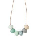 Long Bead Necklace in Green on white background - Lottie Of London Jewellery