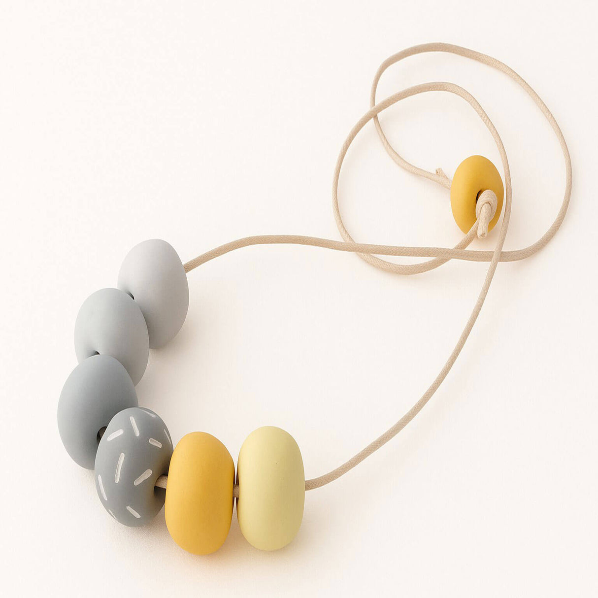 Yellow & Grey Clay Bead Necklace – Adjustable Modern Jewellery