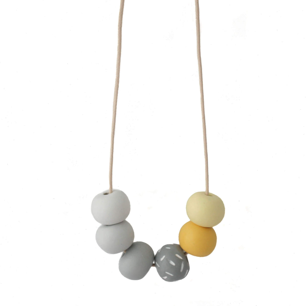 Yellow & Grey Clay Bead Necklace – Adjustable Modern Jewellery