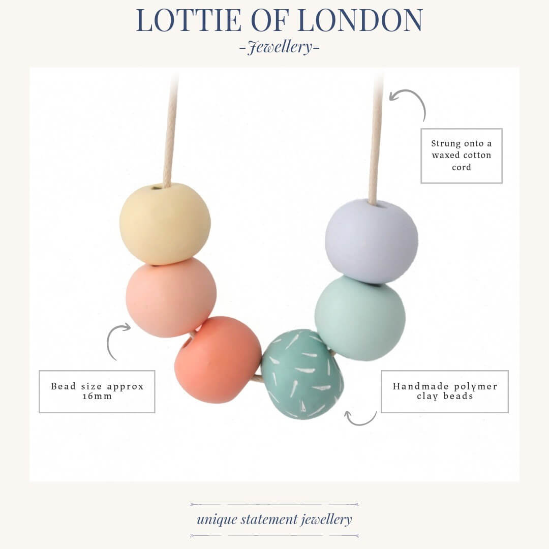 Colourful Bead Necklace | Adjustable Long Pastel Clay Necklace