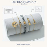 grey and gold stacking bracelet infographics at Lottie of London