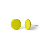 large lemon yellow stud earrings, handmade clay jewellery at lottie of london