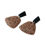 leopard print drop earrings handmade at Lottie Of London Jewellery