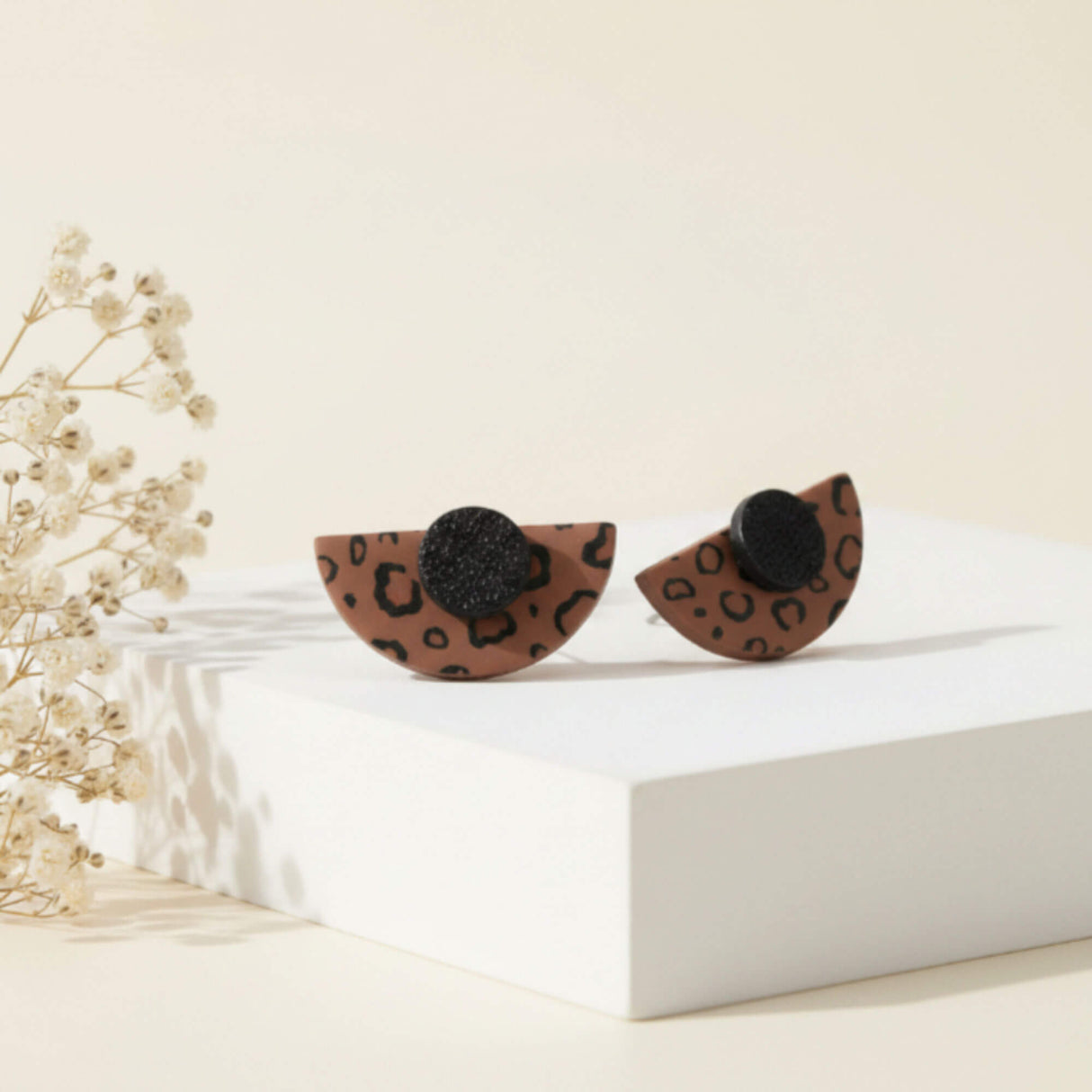 Leopard Print Statement Stud Earrings | Art Deco Jewellery