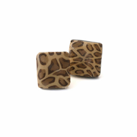 animal print small stud earrings on white background, handmade at Lottie Of London
