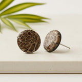 leopard print stud earrings lifestyle handmade at Lottie Of London