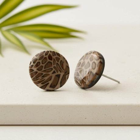 leopard print stud earrings lifestyle handmade at Lottie Of London