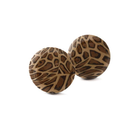 large leopard print stud earrings handmade at Lottie Of London