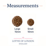 leopard print clay stud earrings size guide handmade at Lottie Of London