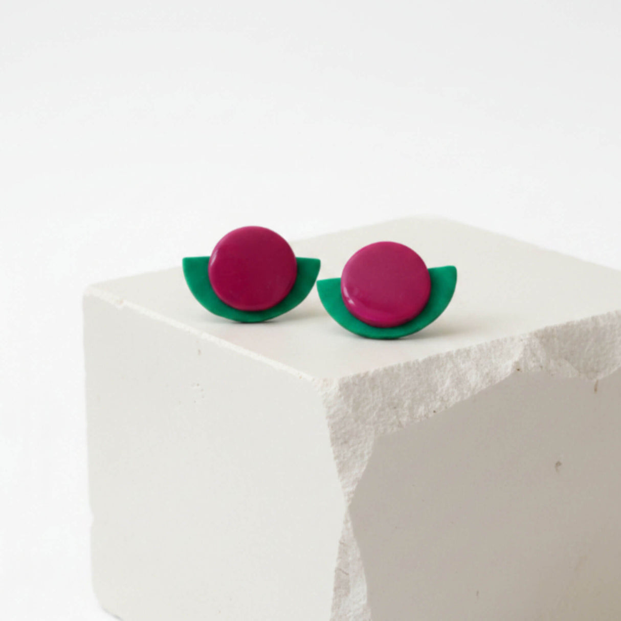 Semi Circle Statement Stud Earrings | Art Deco Colour Pop Jewellery