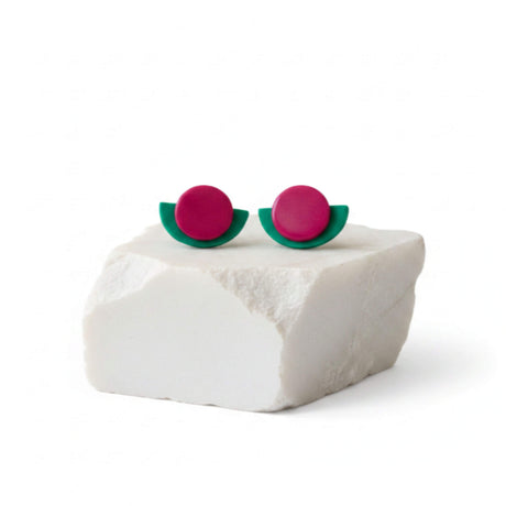 Semi Circle Statement Stud Earrings | Art Deco Colour Pop Jewellery
