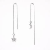 moon and star threader drop earrings lottie of london 