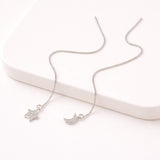 moon and star threader drop earrings lottie of london 