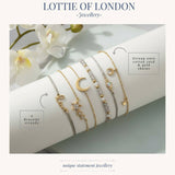 Moon and stars stacking bracelets infographics at Lottie Of London