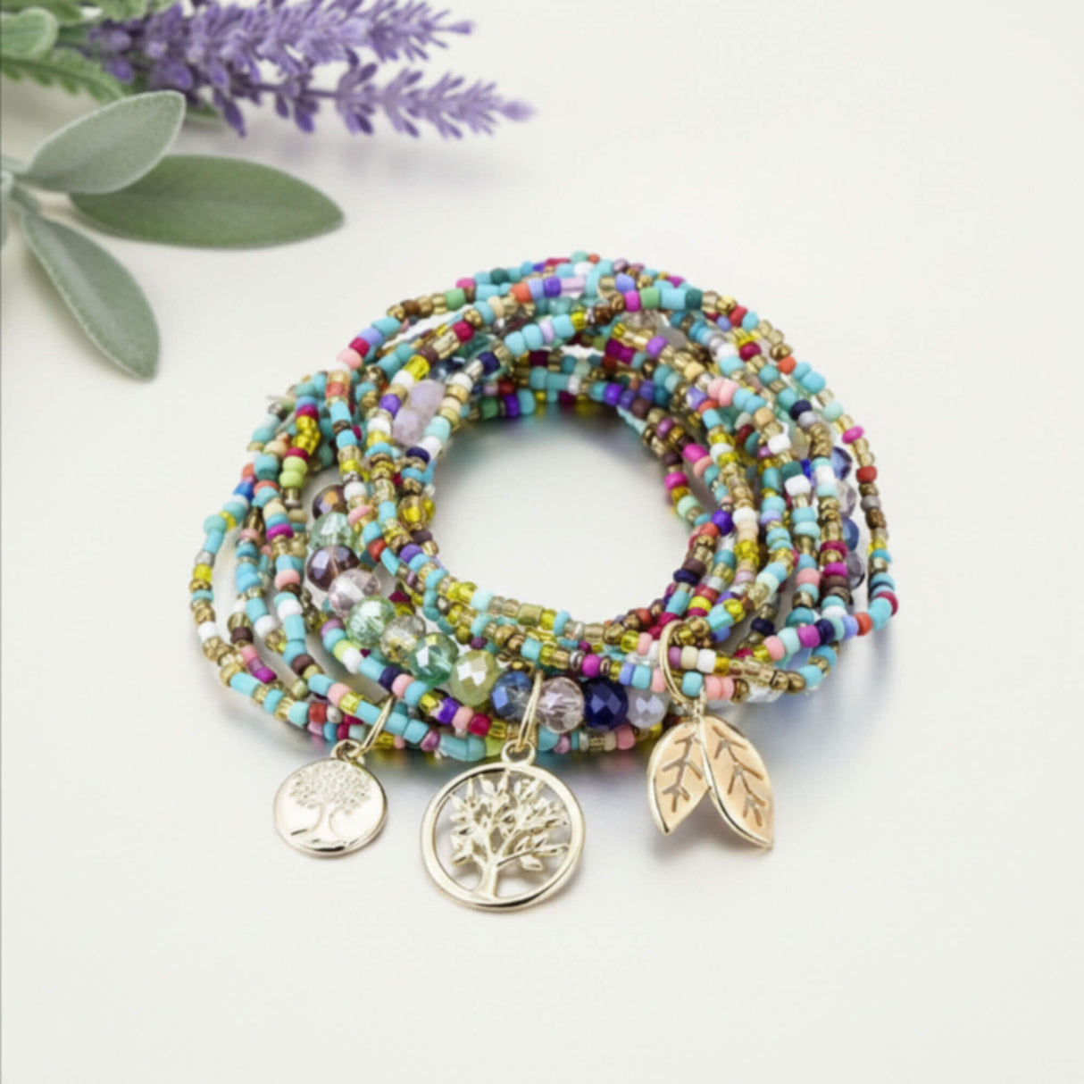 multi coloured stacking bracelet at Lottie Of London