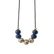 navy blue and gold bead necklace  handmade jewellery at lottie of london