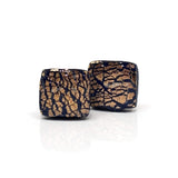 Small Navy and Gold Square Stud Earrings for Women | Lottie Of London Jewellery