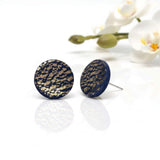 Navy and Gold Stud Earrings for Women - styled image - Lottie Of London Jewellery