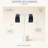 navy blue hoop earrings infographics handmade at lottie of london