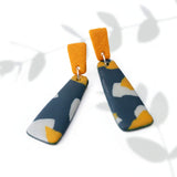 navy terrazzo long dangle earrings handmade at Lottie of London