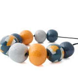 Navy Colour Block Statement Necklace – close up - Modern Chunky Jewellery - Lottie Of London Jewellery