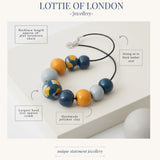 Navy Colour Block Statement Necklace – infographics - Modern Chunky Jewellery - Lottie Of London Jewellery