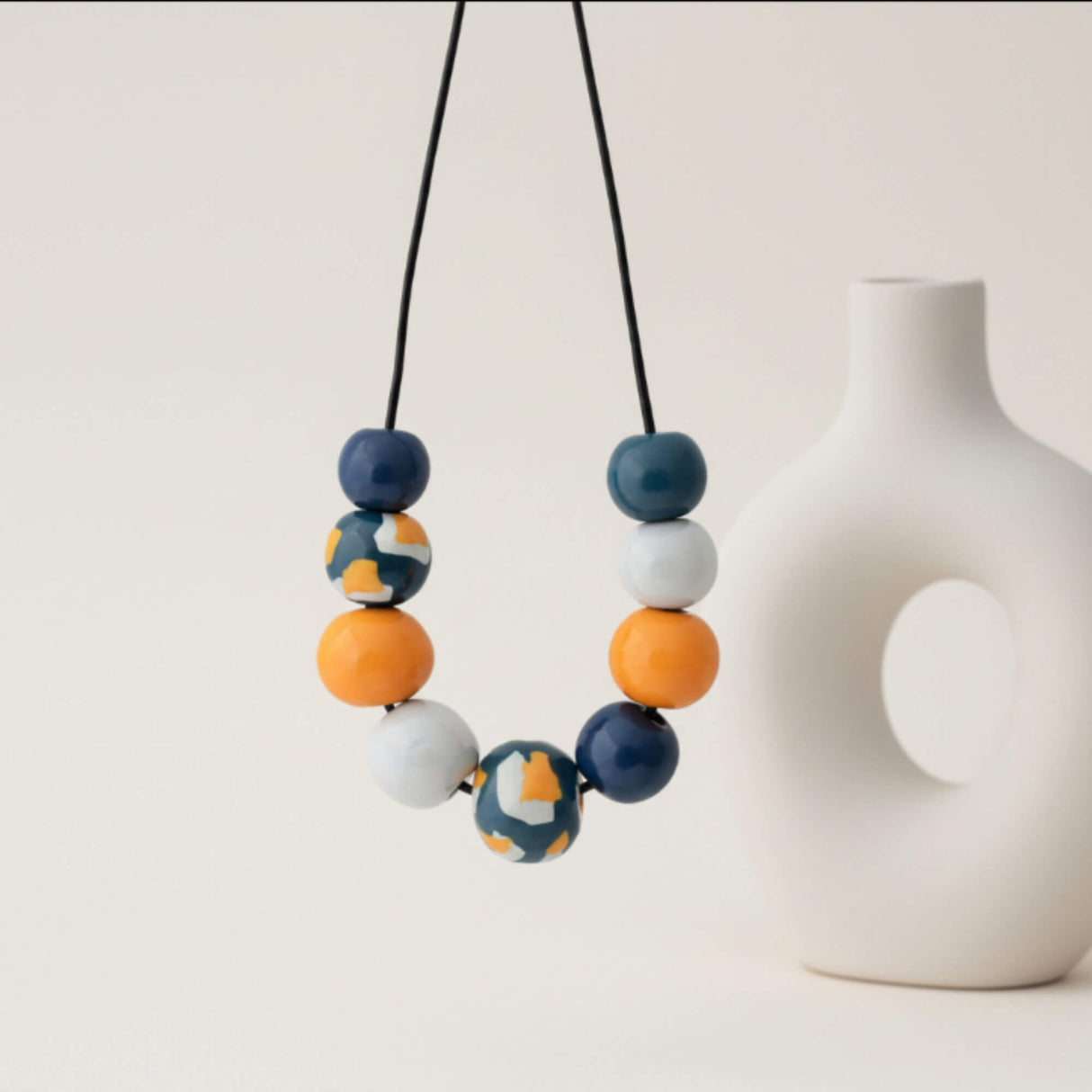 Navy Colour Block Statement Necklace – Modern Chunky Jewellery - Lottie Of London Jewellery