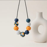 Navy Colour Block Statement Necklace – Modern Chunky Jewellery - Lottie Of London Jewellery