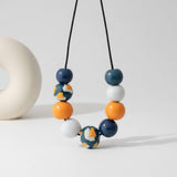 Navy Colour Block Statement Necklace – lifestyle image - Modern Chunky Jewellery - Lottie Of London Jewellery