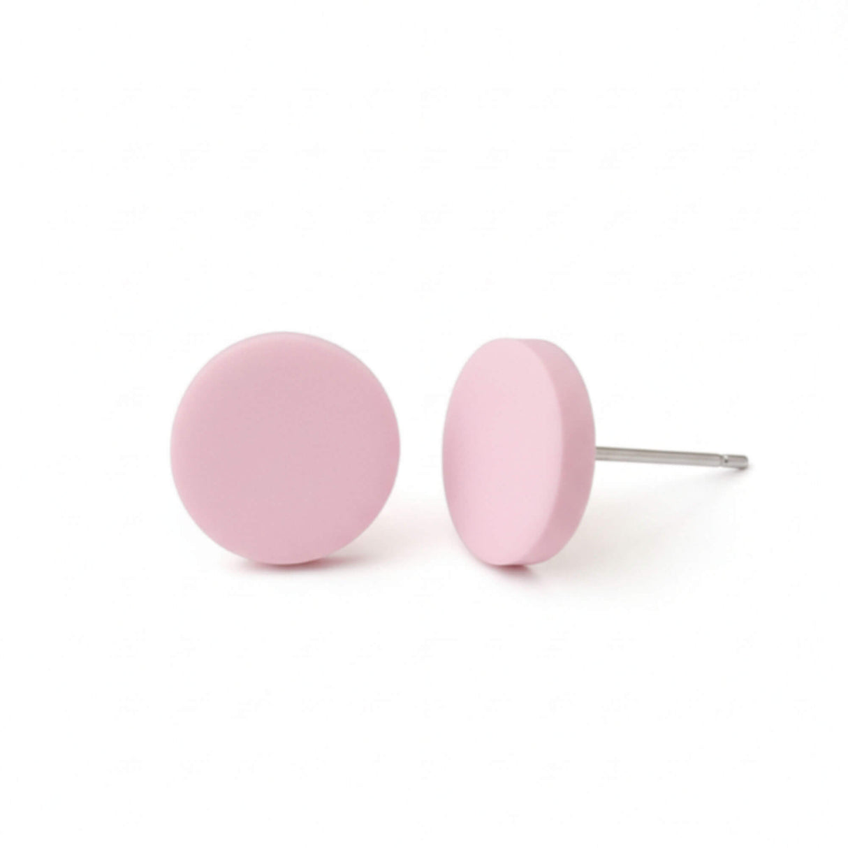baby pink stud earrings, handmade clay jewellery at Lottie of London