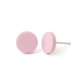 baby pink stud earrings, handmade clay jewellery at Lottie of London